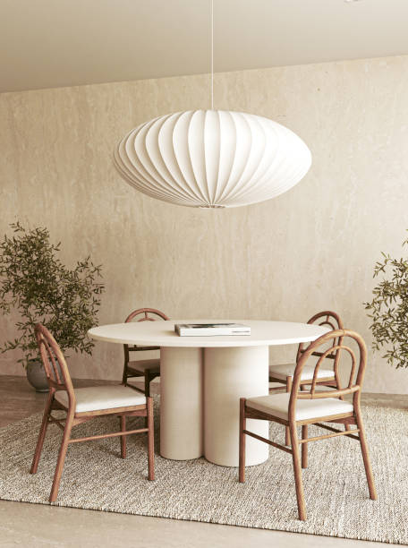 istock A Modern Minimalist Dining Room Featuring Stylish Lighting That Enhances the Ambiance 2199452330