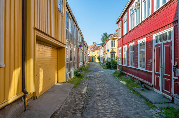Architecture in the old town of Trondheim, Norway