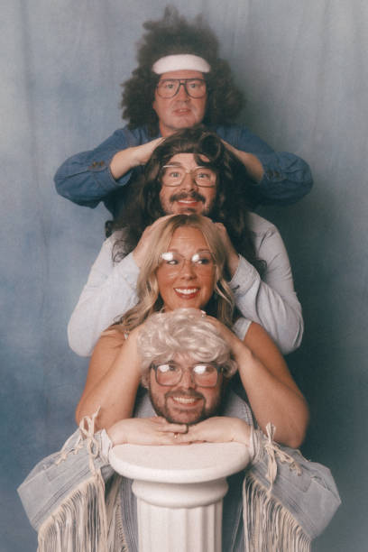 istock Awkward Retro Glamour Shots Of Denim Dressed Siblings 2199466006