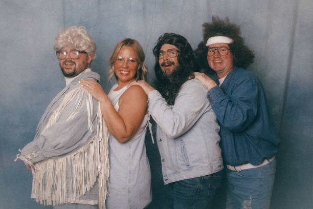istock Awkward Retro Glamour Shots Of Denim Dressed Siblings 2199466224