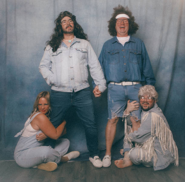 istock Awkward Retro Glamour Shots Of Denim Dressed Siblings 2199466235