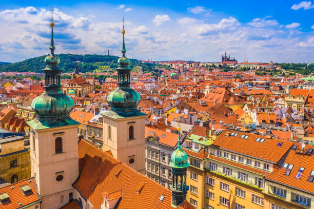 istock Prague Cityscape with Spires and Historic Rooftops, Czech Republic 2199467755