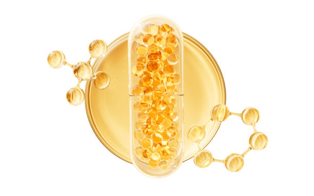 istock Golden capsule with biological concept, 3d rendering. 2199474947
