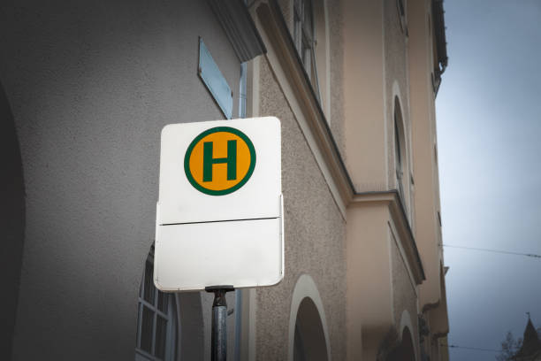 istock Selective blur on a typical austrian and german bus stop sign, called haltestelle, or bushaltestelle, in a graz urban environment. it indicates the presence of a public transportation stop station. 2199482795