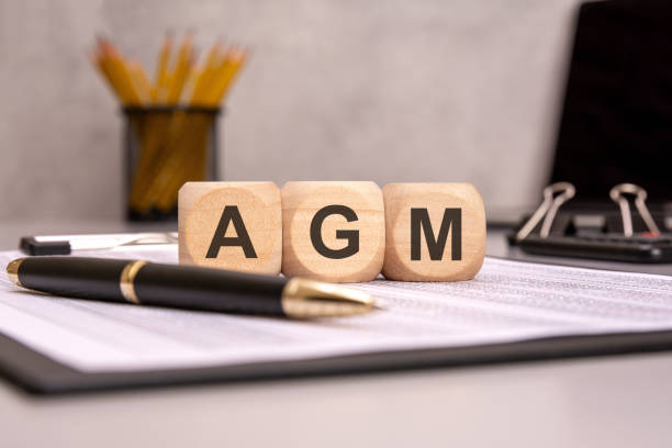 istock wooden cubes spelling AGM on an office desk, symbolizing corporate meetings, decision-making, and strategy. 2199488878