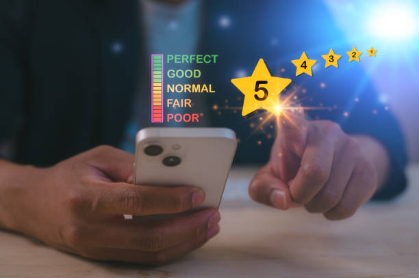 istock Feedback for customer services Customer satisfaction survey consumers give five star rating, best service and quality of products or products, excellent business success, best business ranking 2199493803