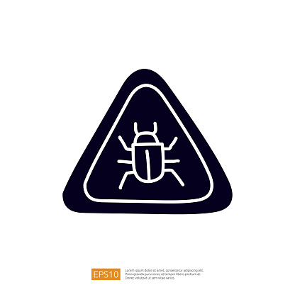 A Triangular Warning Sign Featuring A Stylized Beetle Indicating A ...