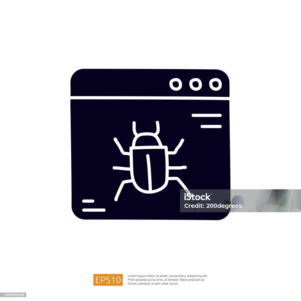 A Simple Graphic Representation Of A Bug Inside A Computer Window ...