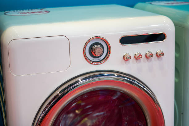 Close-up of a retro design washing machine