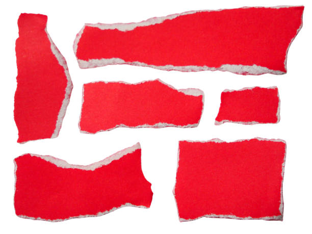 istock Pieces of torn or cut red paper, design elements isolated on transparent background. 2199497551