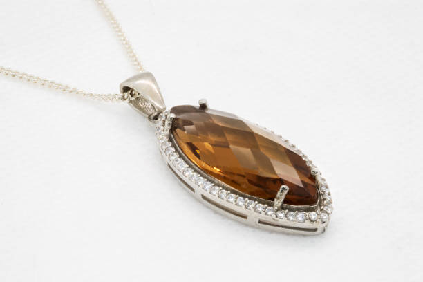 istock Elegant Brown Stone Pendant Necklace 2199516217