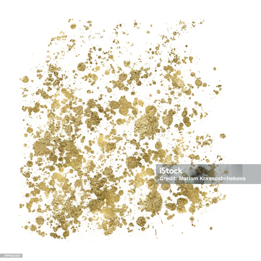 Gold Splashes Vector Golden Graphic Splashes Spots Handmade Digital Illustration Isolated On ...