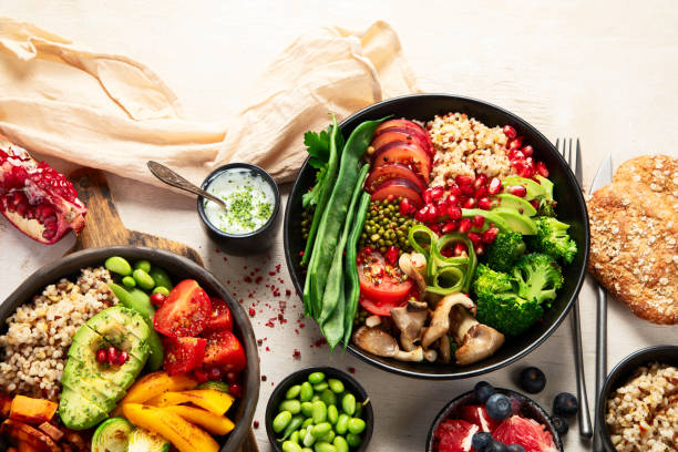 istock Gourmet and nutritious vegan meal. Healthy eating concept 2199521885