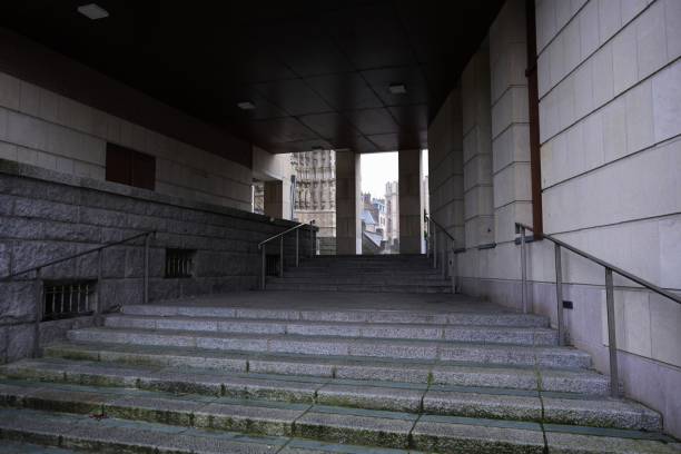 istock Modern passage with stone steps and historic view in Amiens, France 2199524652