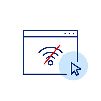 Disrupted Workflow Icon Web Page In Browser And Mouse Click Offline Mode Limited Connectivity ...