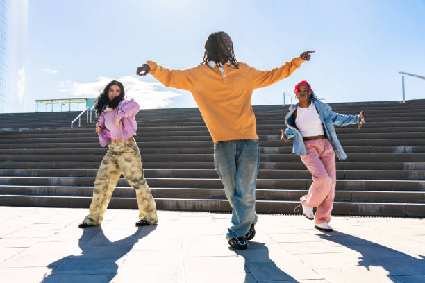istock Young group of multiethnic hip-hop dancers dancing 2199537078