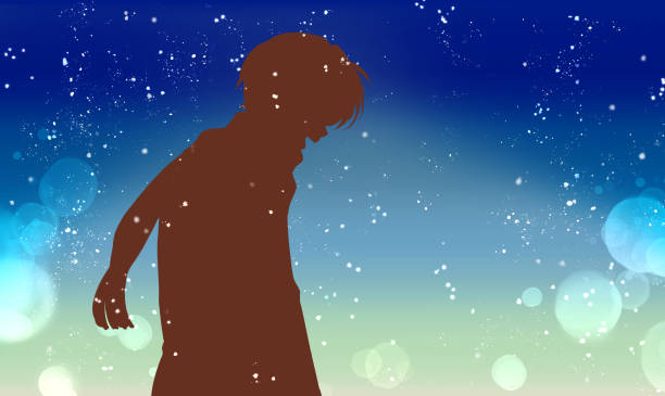 istock Illustration of a laughing man in winter 2199537535