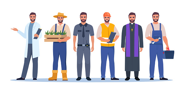 Man Jobs Examples Jobs And Professions Set Men In Uniforms Different Occupation Work Same ...