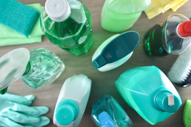 istock Supply of general cleaning products with disinfectants and tools top 2199549661