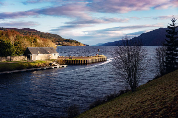 Looking north east along Loch Ness from the village of Fort Augustus in the Highlands of Scotland.