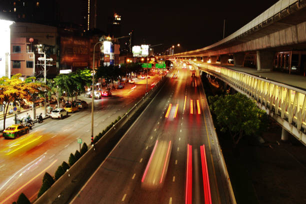 Night Highway road in Bangkok.