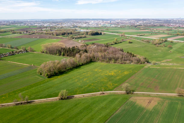 istock Aerial view of spring rural landscape 2199563922