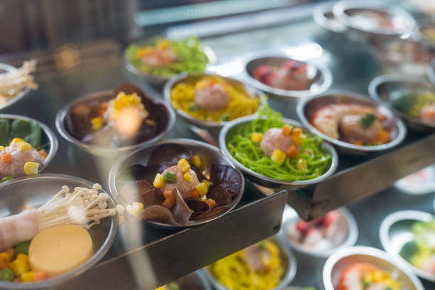 istock Many kind of dim sum in showcase at restaurant 2199569464