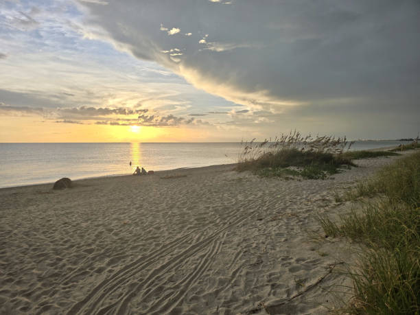 Beach Sunset Ocean Sea Sky Clouds Orange