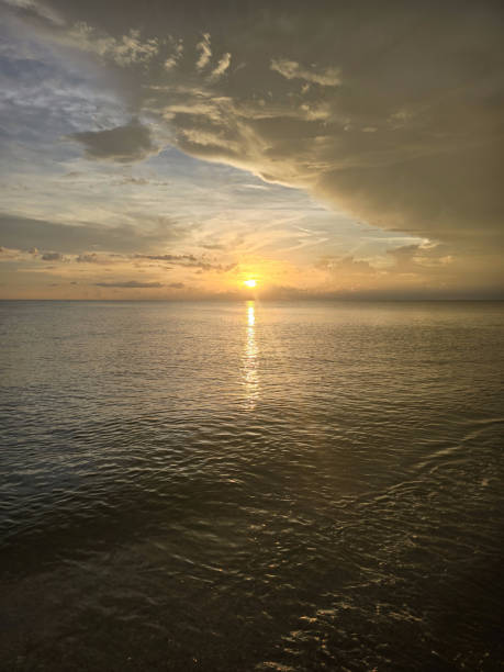 Beach Sunset Ocean Sea Sky Clouds Orange
