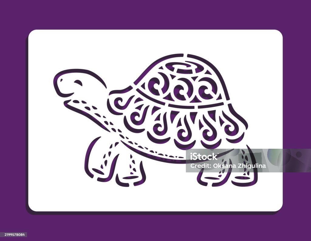 Turtle Rectangle Cute Turtle Stencil Stock Illustration - Download Image Now - Animal ...