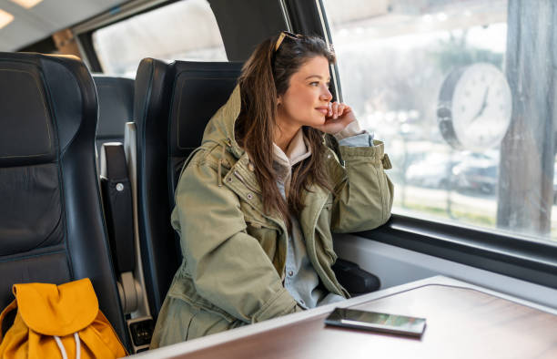 istock Woman traveling by train 2199582541