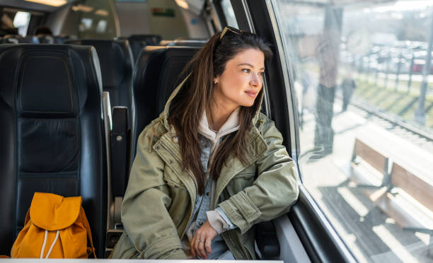 istock Woman traveling by train 2199582549