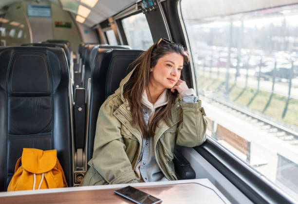 istock Woman traveling by train 2199582830