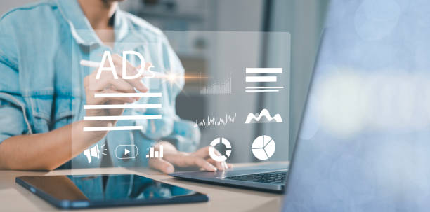 istock digital marketing concept Marketers analyze online advertising campaigns and performance indicators. Advertise on websites and social media Banner advertising on the internet. 2199586338