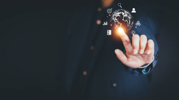 istock Businessman holding global network connection on social networking and customer data analytics, Business strategy and smart intelligence, digital marketing, Technology and global business. 2199586345
