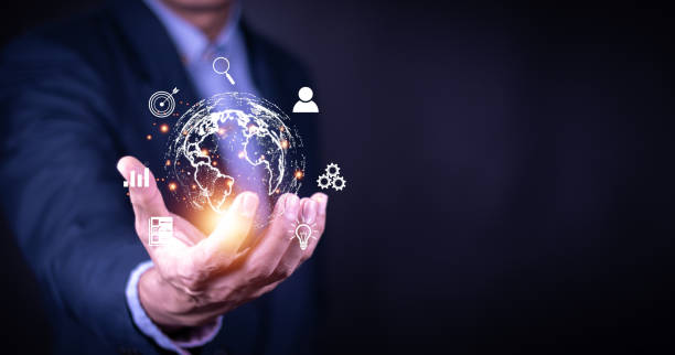 istock Businessman holding global network connection on social networking and customer data analytics, Business strategy and smart intelligence, digital marketing, Technology and global business. 2199586370