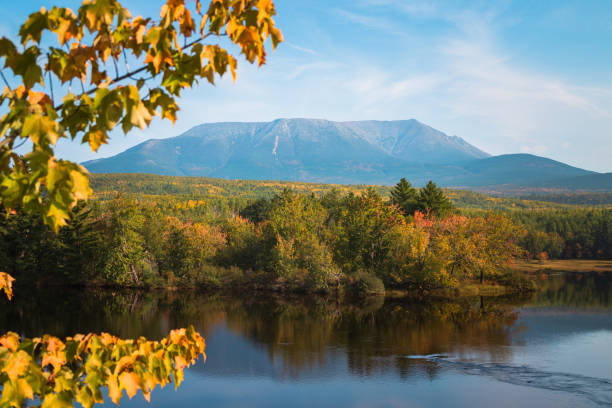 istock Mount Katahdin Mountain Maine with Fall Foliage and Water Reflection 2199589697