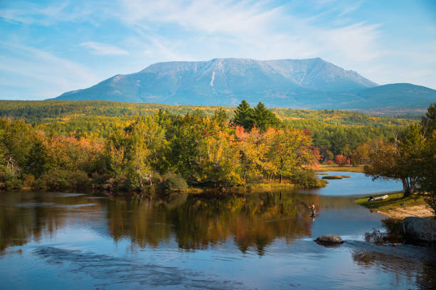 istock Mount Katahdin Mountain Maine with Fall Foliage and Water Reflection 2199589742