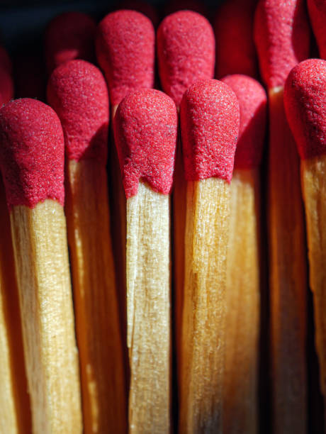 istock Close-up of matches fire stick in a matchbox, macro, Top view 2199594231