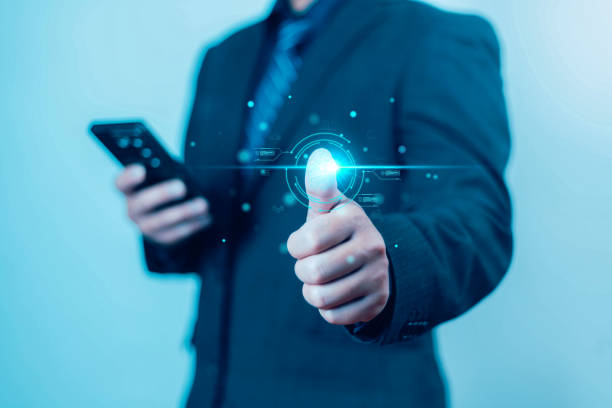 istock Security of future technology information concept, Businessman scan fingerprint access security personal data on identification, cybersecurity network with scan fingerprint 2199596700