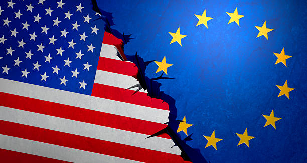 istock USA and Europe import export trade war concept - 3D  illustration 2199600797
