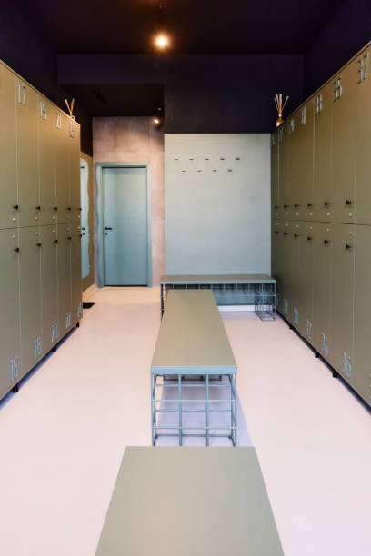istock Modern interior of a locker room. 2199600900