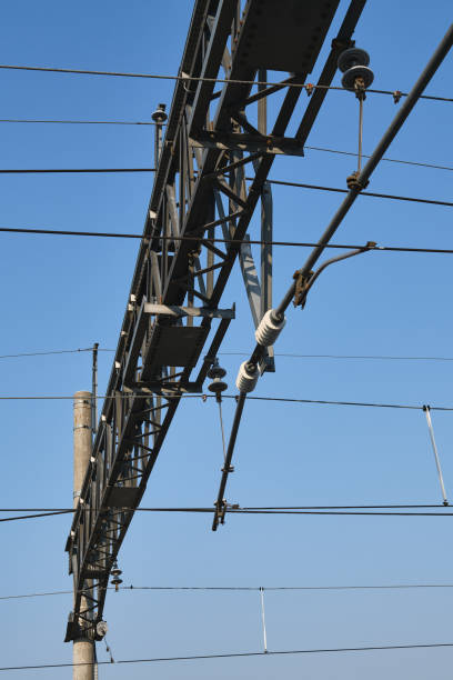 istock Industrial Overhead Catenary System for Electric Trains 2199620080