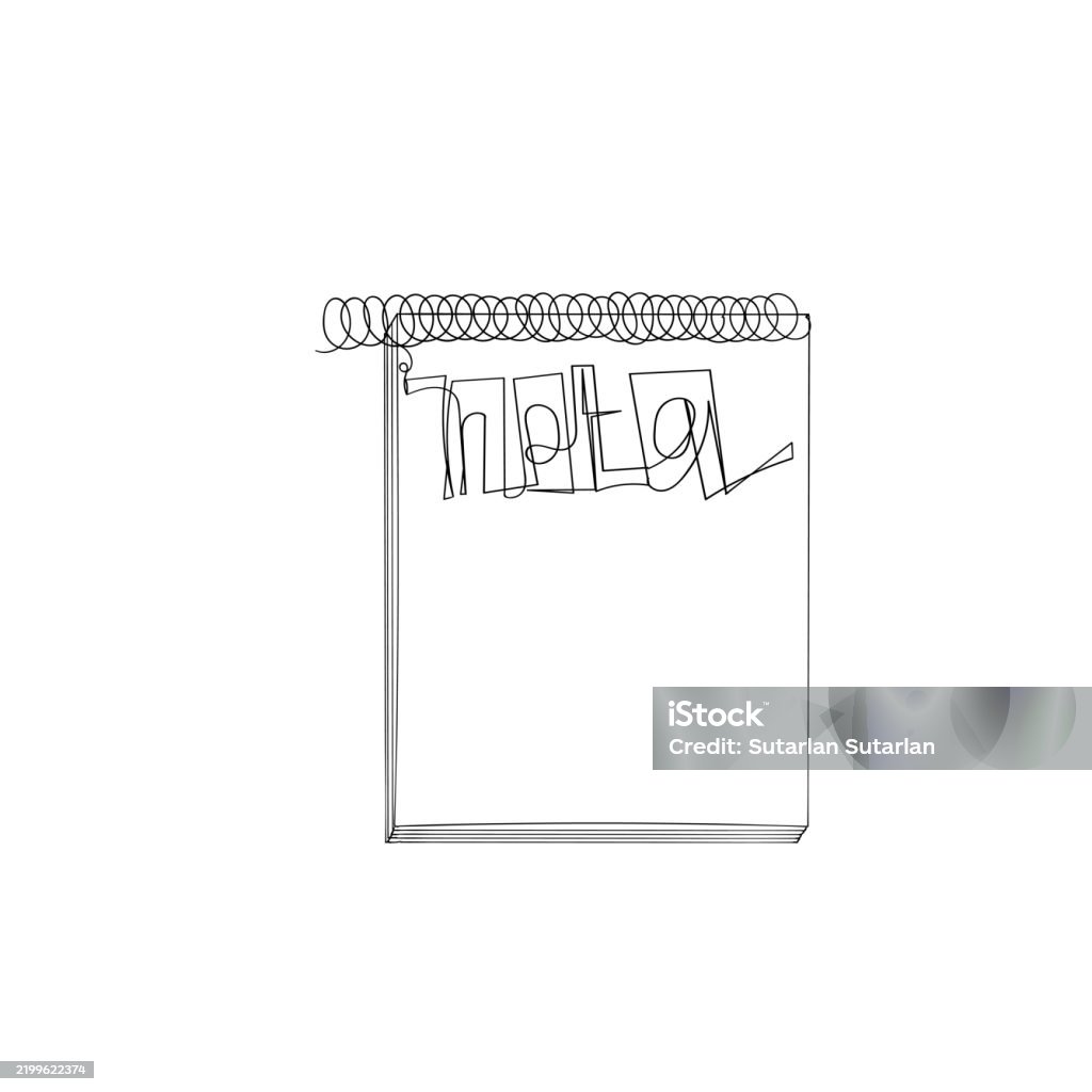 Line Drawing Note Continuous Line Drawing Note Sheet Diary Memo Stock Illustration ...