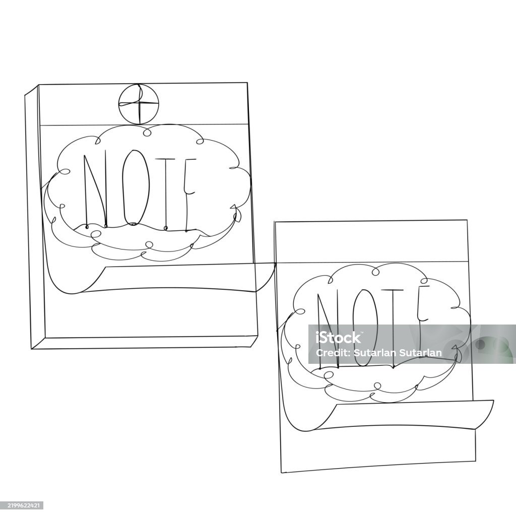 Continuous Line Drawing Note Sheet Diary Memo Stock Illustration ...