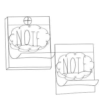 Line Drawing Note Continuous Line Drawing Note Sheet Diary Memo Stock Illustration ...