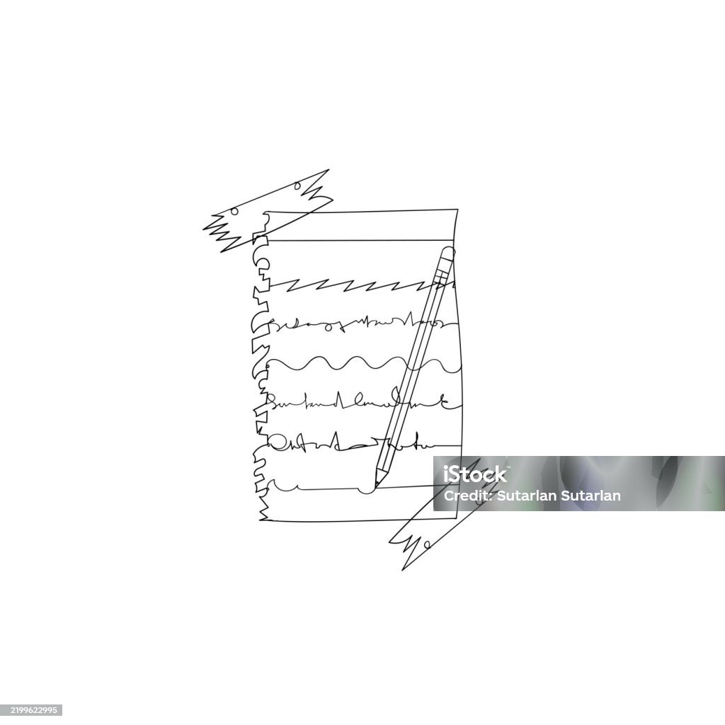 Line Drawing Note Continuous Line Drawing Note Sheet Diary Memo Stock Illustration ...