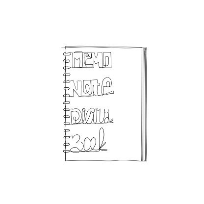 Line Drawing Note Continuous Line Drawing Note Sheet Diary Memo Stock Illustration ...