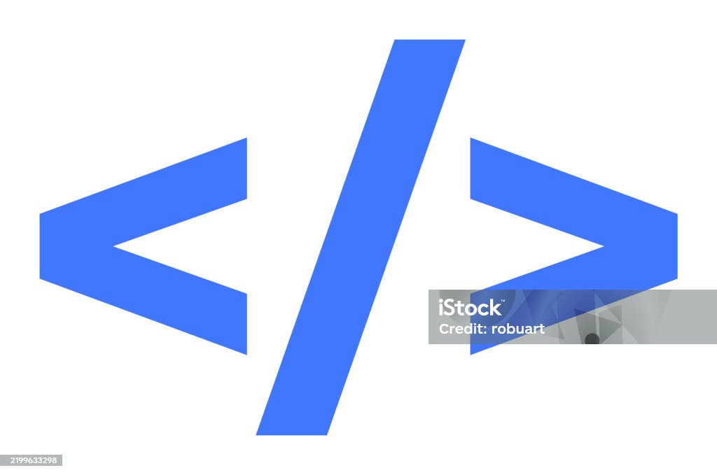 Html Slash Blue Angle Brackets With Forward Slash Representing Html Coding And Web ...