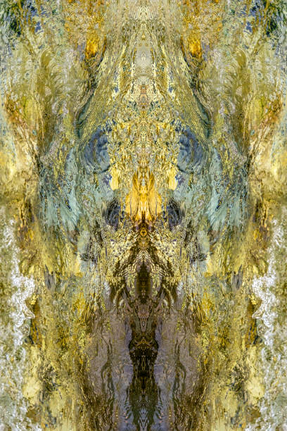 istock Golden owl. Abstractions for defining psychological state,  complex version based on the idea of ​​Rorschach inkblots, the surface of the river and its vertically symmetrical reflection 2199635738
